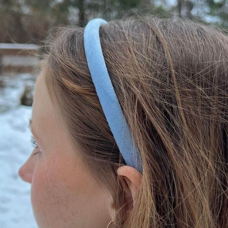 Velvet Hair Band Thin Light Blue