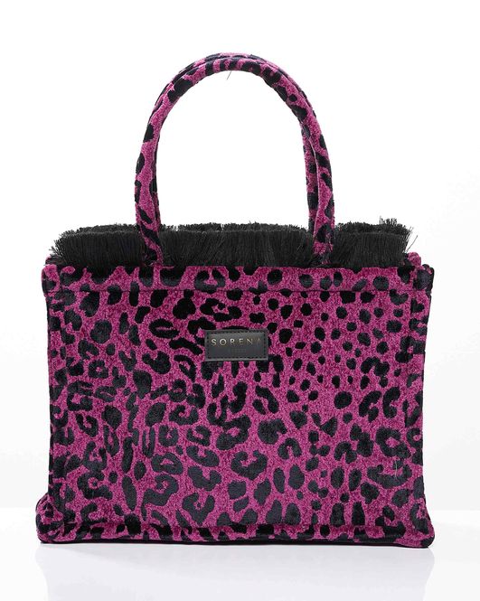 Hovedbilde Sorena Leopard Velvet Magenta Medium Tote bag