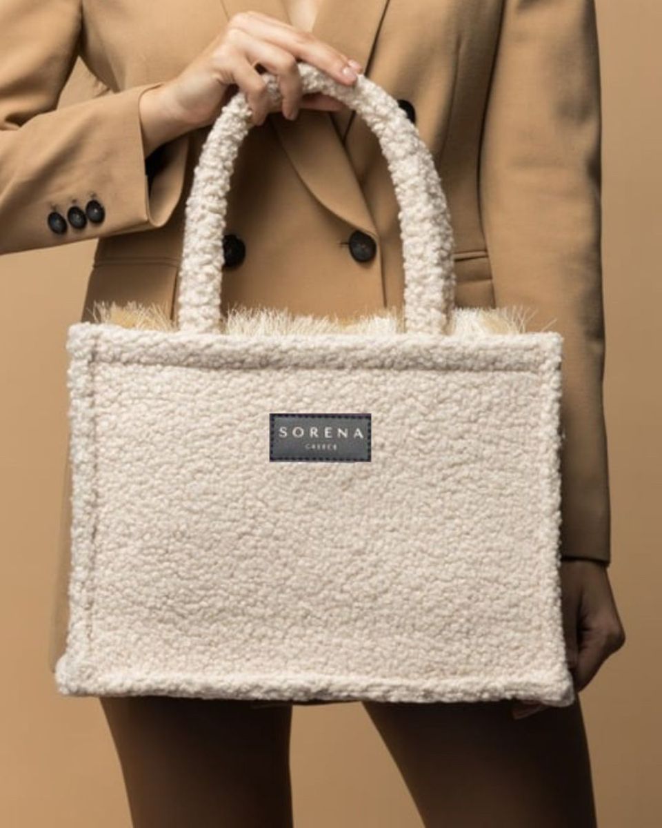 Sorena Teddy Beige Medium Tote Bag
