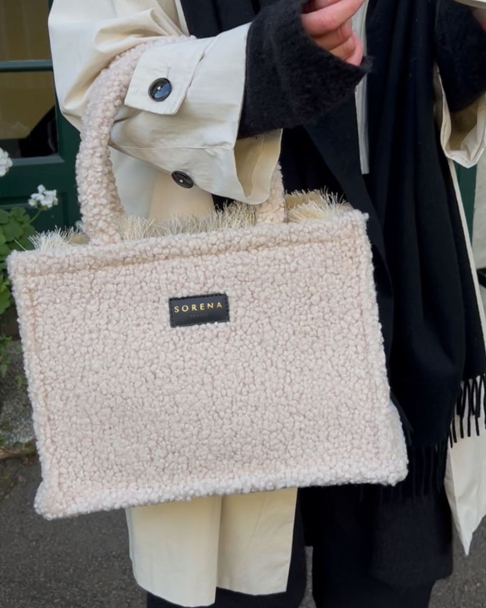 Sorena Teddy Beige Medium Tote Bag