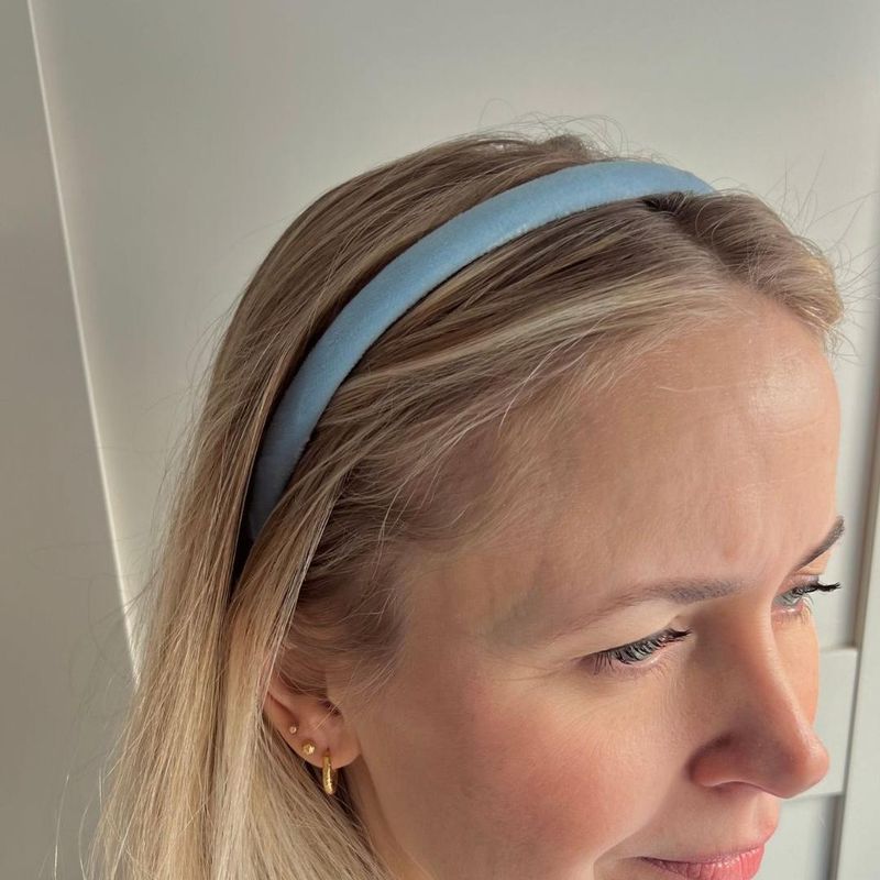 Velvet Hair Band Thin Light Blue